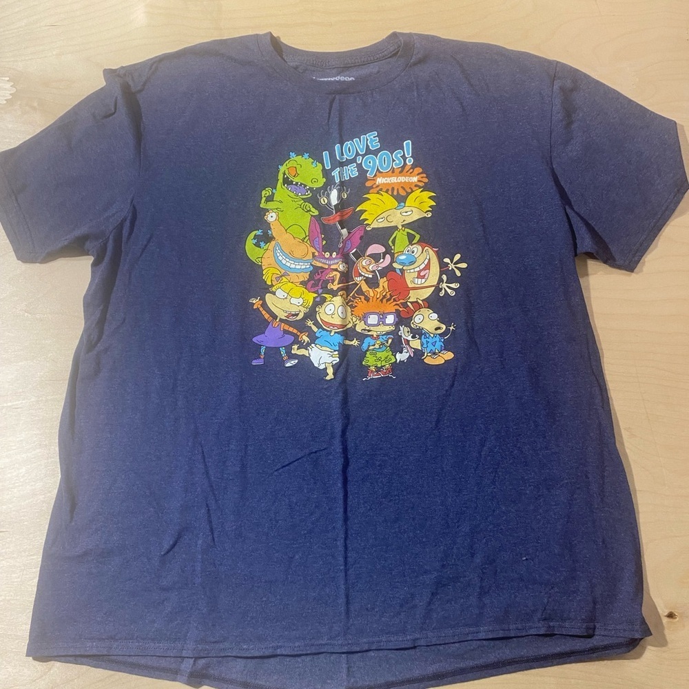 Nickelodeon Blue T-Shirt with Cartoon Characters 2XL (FR)